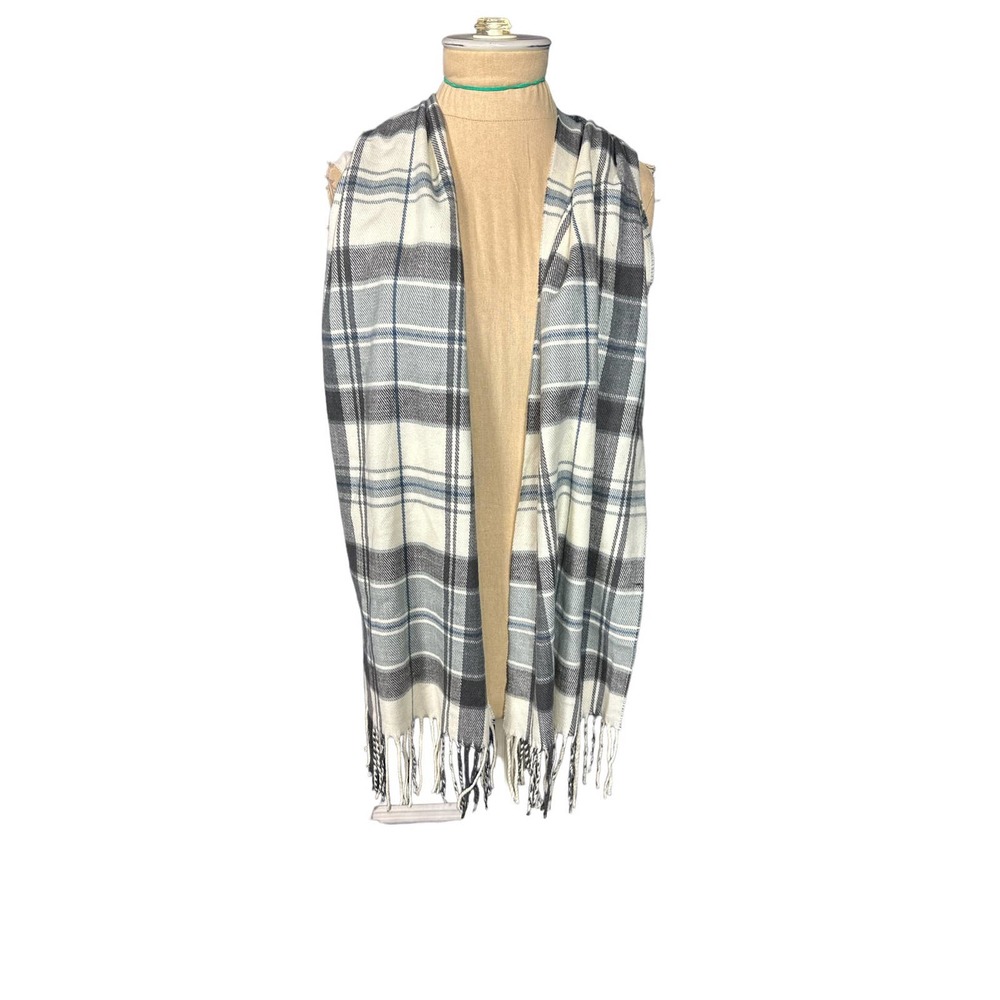 Italy Design Cashmere Feel Plaid Fringed Scarf